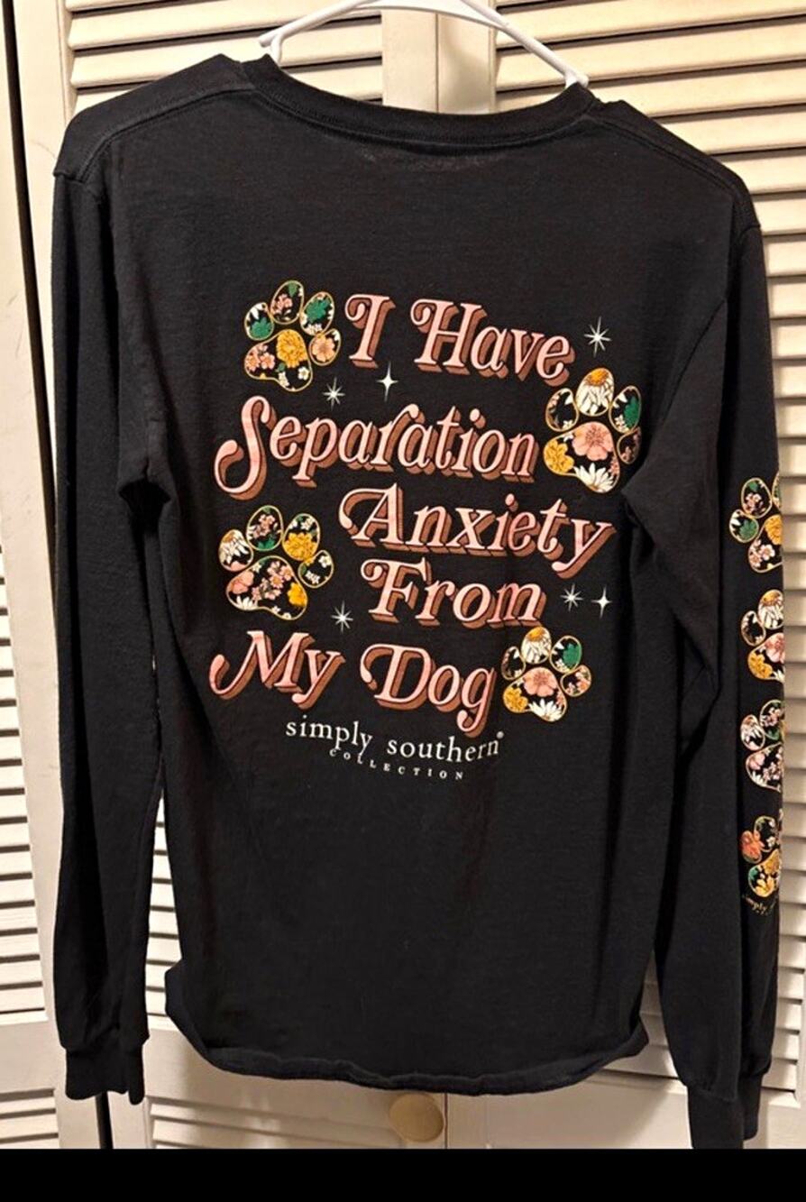 Simply Southern Women’s Black Long Sleeve Crew Neck Dog Graphic Tee Size S